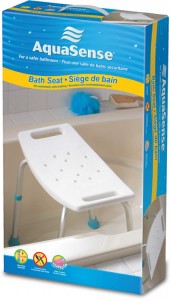 Asiento para baño ajustable, sin respaldo, blanco, por AquaSense ® en caja individual