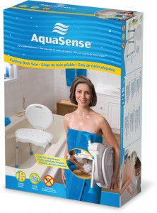 Siège de bain pliable, par AquaSense®, boîte pour la vente au détail