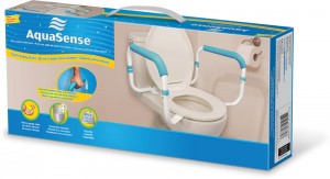 Barre d’appui pour toilette, par AquaSense®, boîte pour la vente au détail