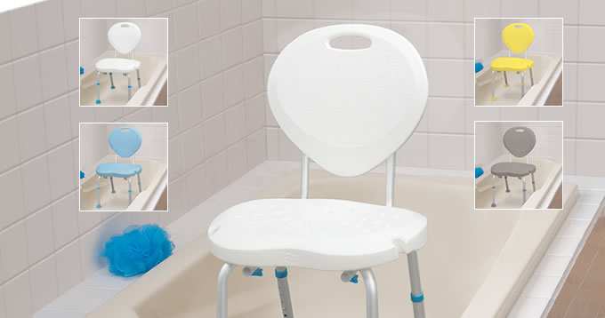 Bath Seats with Backrest, with Ergonomic Shape, by AquaSense®