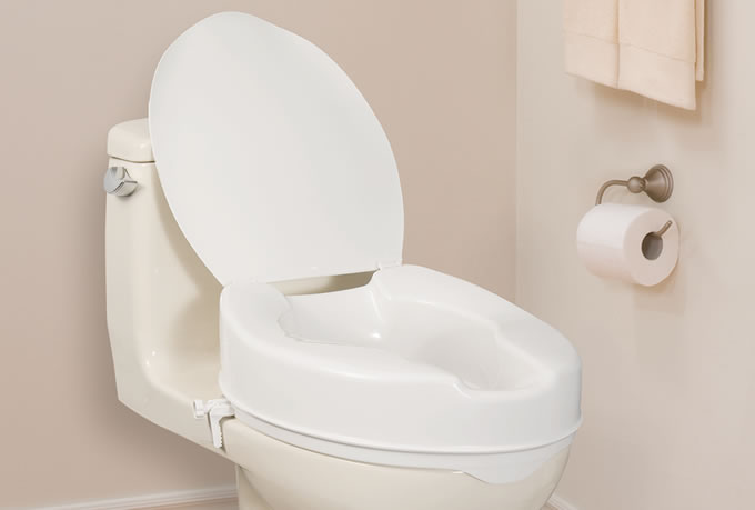 Elongated Raised Toilet Seat with Lid, by AquaSense®