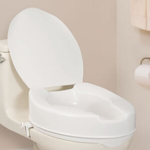 Siège de toilette allongé et surélevé, avec couvercle, par AquaSense®